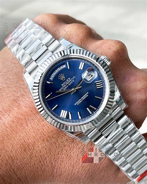 rolex day date blue dial.